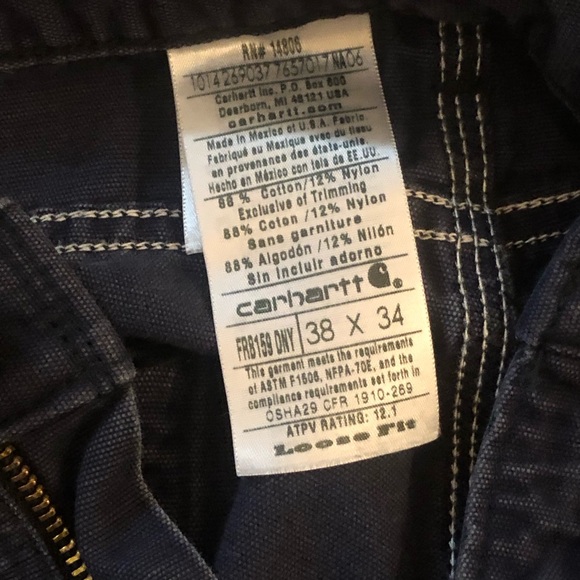 Men’s Carhartt Fire Resistant Cargo Work Pants NFPA2112 38x34 GUC - Picture 2 of 9